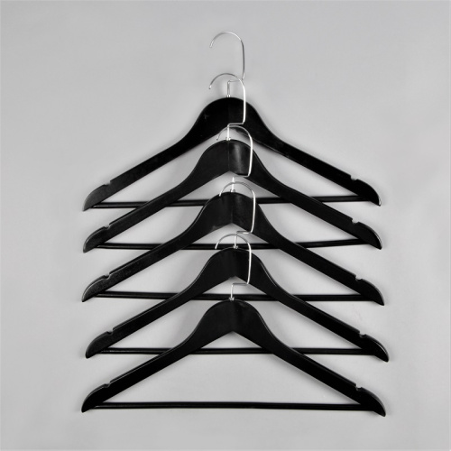 Вешалка-плечики деревянная для одежды, черная L445 мм фото 5