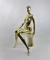 Манекен женский сидячий абстрактный золотой глянец 1320х820х600х830 мм