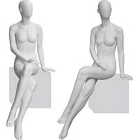 Манекен женский сидячий, без лица, белый 1370х810х610х820 мм