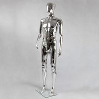 Манекен мужской абстрактный ростовой серебряный глянец 1850х970х760х900 мм