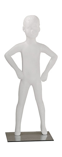 Манекен детский мальчик, ростовой, с лицом, белый H1000 мм
