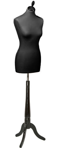 Манекен женский портновский, деревянная ножка, черный торс  840х650х880 мм