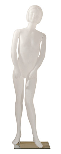 Манекен детский девочка, ростовой, с лицом, белый H1500 мм