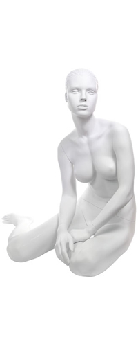 Манекен женский скульптурный, белый, сидячий на полу 860х910х670х910 мм