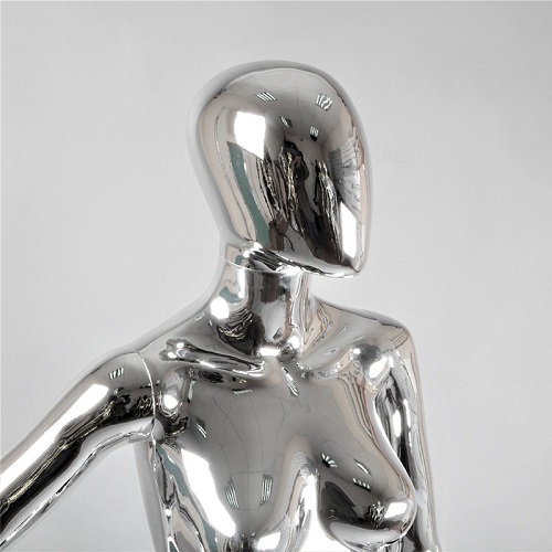 Манекен женский абстрактный ростовой серебряный глянец 1750х820х610х850 мм фото 2