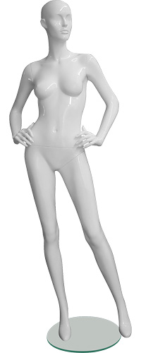 Манекен женский ростовой, глянцевый, с лицом, белый 1800х875х605х870 мм