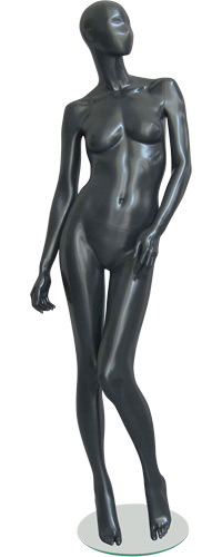 Манекен женский ростовой, глянцевый, с лицом, черный 1830х860х640х890 мм