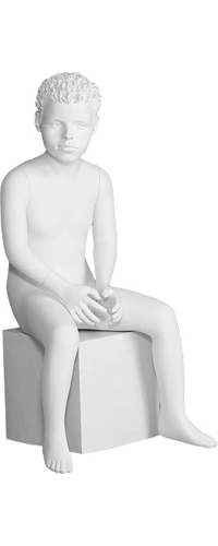 Манекен детский мальчик 6 лет, сидячий, с лицом, белый 830х640х580х680 мм