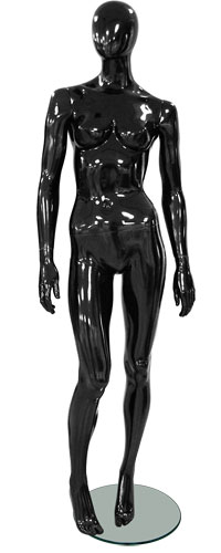 Манекен женский ростовой, глянцевый, без лица, черный 1790х870х620х890 мм