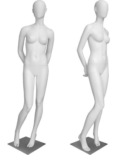 Манекен женский ростовой, без лица, белый 1830х830х625х865 мм