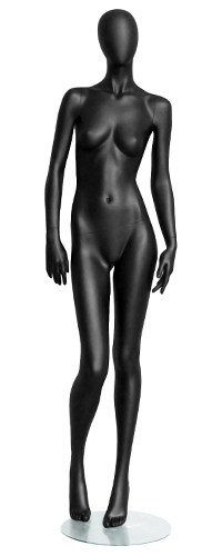 Манекен женский ростовой, без лица, черный матовый 1870х800х600х890 мм