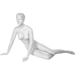 Манекен женский сидячий на кубе, скульптурный, белый 890х890х630х960 мм