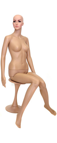 Манекен женский сидячий на стуле, с макияжем, телесный 1300х830х620х860 мм