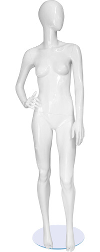 Манекен женский ростовой, без лица, белый 1830х804х617х840 мм