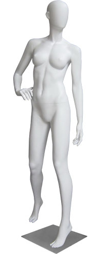Манекен женский ростовой, без лица, белый 1820х855х625х870 мм