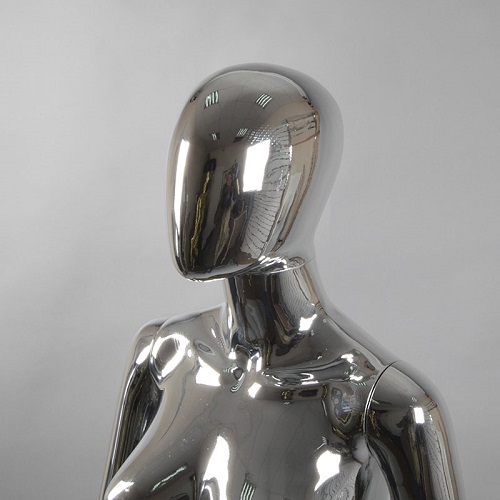 Манекен женский ростовой абстрактный серебряный глянец 1750х820х610х850 мм фото 5