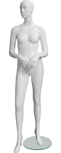 Манекен женский ростовой, глянцевый, с лицом, белый 1840х850х640х870 мм
