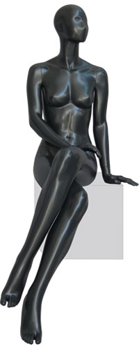 Манекен женский сидячий, с лицом, черный 1370х810х610х820 мм