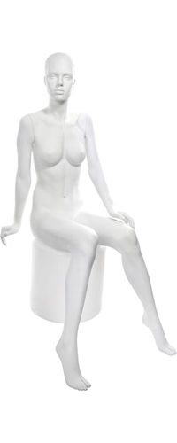 Манекен женский скульптурный, белый, сидячий 1450х870х650х1000 мм