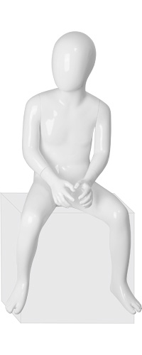 Манекен мальчик 6 лет, сидячий, без лица, белый 870х630х570х660 мм