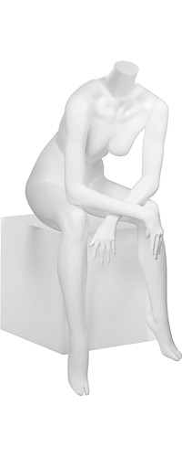 Манекен женский сидячий, без головы, белый 1090х910х650х мм