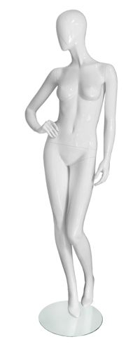 Манекен женский ростовой, без лица, белый 1830х850х645х860 мм
