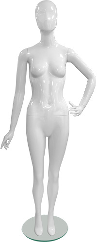 Манекен женский ростовой, без лица, белый глянцевый 1820х820х600х880 мм