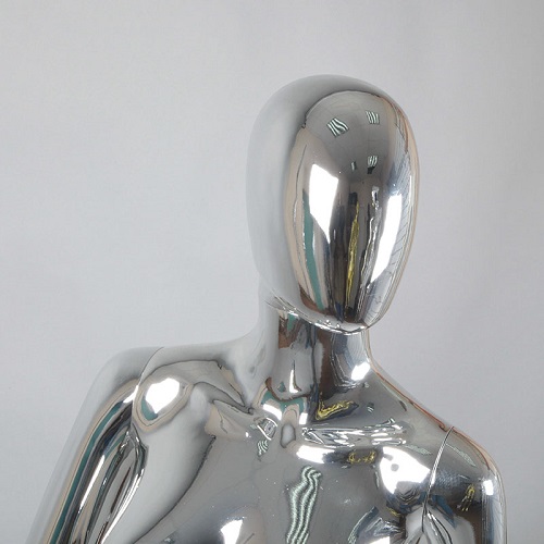 Манекен женский сидячий абстрактный серебряный глянец 1320х820х600х830 мм фото 2