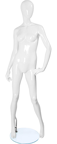 Манекен женский ростовой, без лица, белый 1820х850х640х870 мм