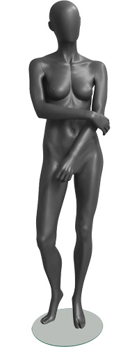 Манекен женский ростовой, без лица, серый, руки вместе 1800х835х650х895 мм