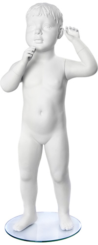 Манекен детский мальчик 2 года, ростовой, с лицом, белый 850х500х470х530 мм