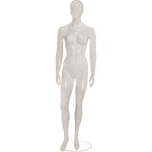 Манекен женский ростовой, глянцевый, без лица, белый 1840х870х600х900 мм