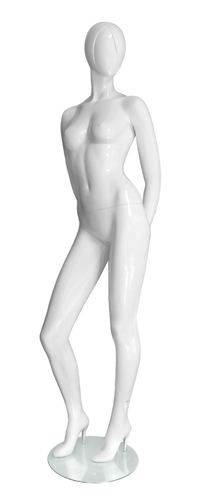 Манекен женский ростовой, без лица, белый глянцевый 1825х860х650х885 мм