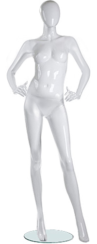 Манекен женский ростовой, глянцевый, без лица, белый 1770х870х610х870 мм