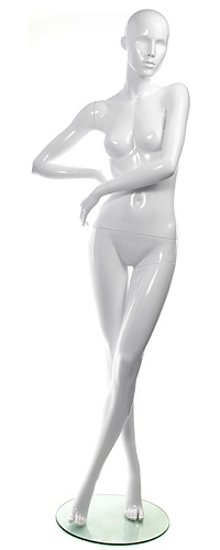 Манекен женский ростовой, с лицом, белый, скрещены ноги 1800х830х600х870 мм