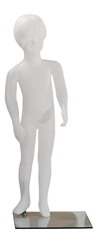 Манекен детский мальчик, ростовой, с лицом, белый H1000 мм