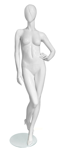 Манекен женский ростовой, без лица, белый глянцевый 1830х835х645х865 мм