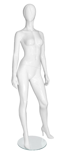 Манекен женский ростовой, без лица, белый глянцевый 1790х836х650х890 мм