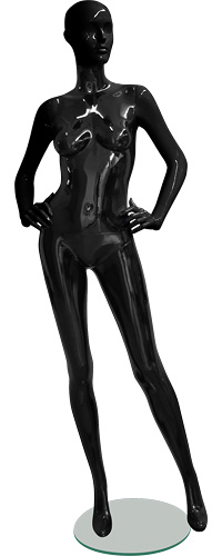 Манекен женский ростовой, глянцевый, с лицом, черный 1800х875х605х870 мм