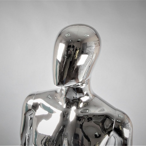 Манекен мужской абстрактный ростовой серебряный глянец 1850х970х760х900 мм фото 2