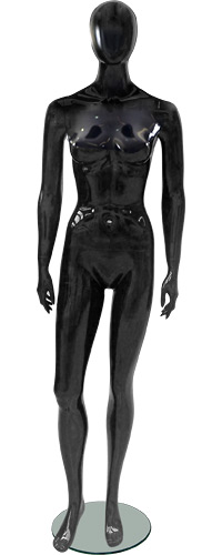 Манекен женский ростовой, глянцевый, без лица, черный 1840х870х600х900 мм