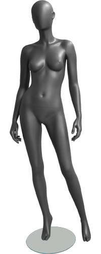Манекен женский ростовой, без лица, черный матовый 1810х900х630х900 мм