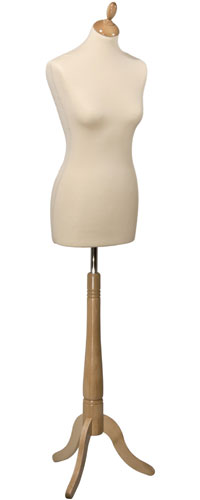 Манекен женский портновский, деревянная ножка, белый торс 840х650х880 мм