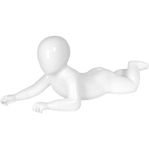 Манекен детский 6-12 месяцев, лежащий, без лица, белый H720 мм