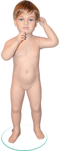 Манекен мальчик 2 года, ростовой, с лицом, телесный 850х500х470х520 мм