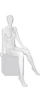 Манекен женский сидячий, без лица, глянцевый, белый 1450х870х650х1000 мм
