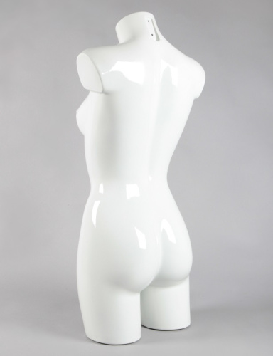 Манекен торс женский, пластиковый, цвет белый глянец 800х840х600х900 мм фото 2