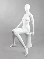 Манекен женский сидячий абстрактный белый глянец 1320х820х600х830 мм