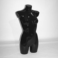 Манекен торс женский, пластиковый, цвет черный 800х840х600х900 мм