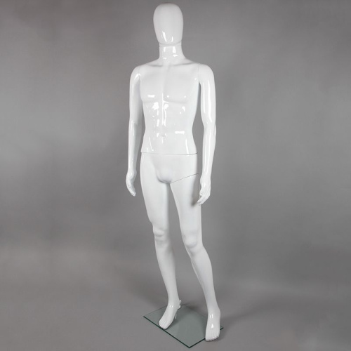 Манекен мужской без лица, белый глянец, в полный рост 1850х970х760х900 мм